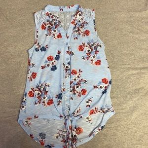 Red white and blue rose top